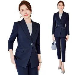 High Quality Fabric Autumn Winter Formal Women Business Suits with Pants and Jacket Coat Professional Work Wear Trousers Set