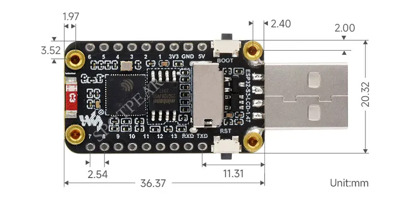 Waveshare 2PCS ESP32-S3 Scheda Di Sviluppo Con Display LCD 1.47 Pollici, Risoluzione 172x320, Wi-Fi 2.4GHz E Bluetooth 5, Processore Dual-core LX7 A 240MHz - 2