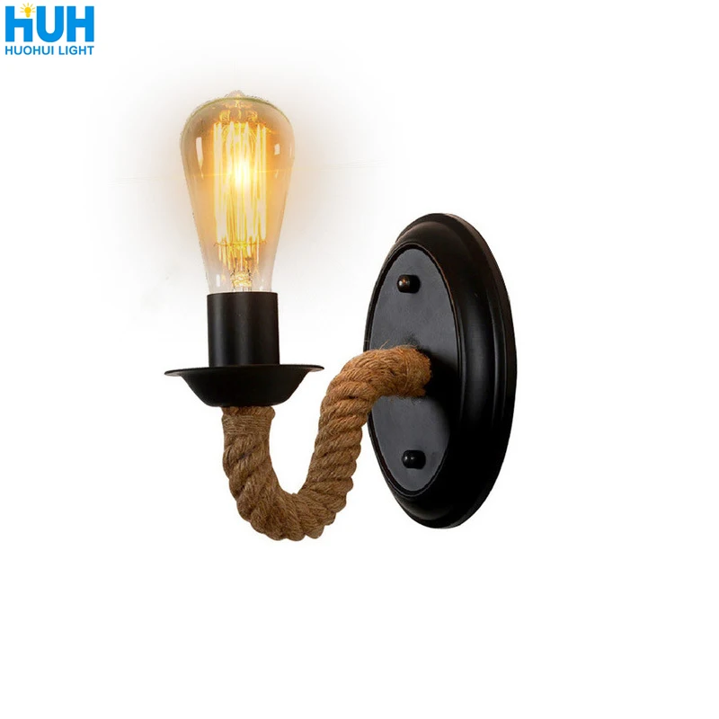 

American Country Retro Industrial Wind Rope Wall Lamp Restaurant Lamp Bedroom Corridor Study Cafe Personality Creative Lamps