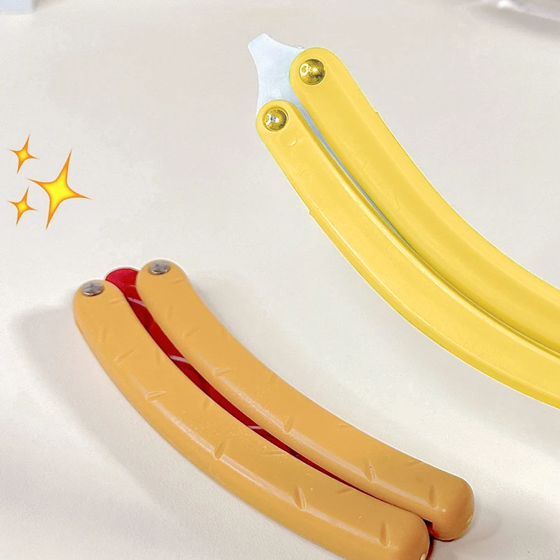 3D Printed Toy 1PC 3D Printing Gravity Hot Dog Butterfly Knife Banana Radish Knife Model Push Card Decompressionn Toy Student Prize