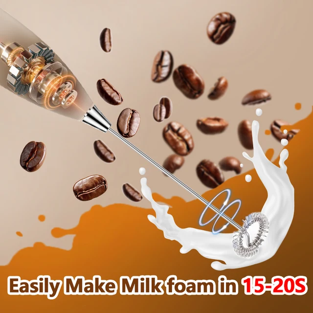 Montalatte portatile Schiuma Maker Per Latte Mini Frusta Caffè Cappuccino Frappe Matcha Cioccolata Calda Frullino per le uova Bevande Mixer 5