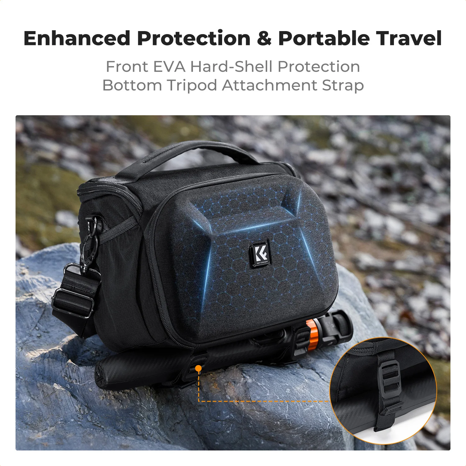 Borsa a Tracolla Leggera e Resistente K&F CONCEPT, Impermeabile, per Fotocamere Sony Canon DSLR/SLR - immagine 4