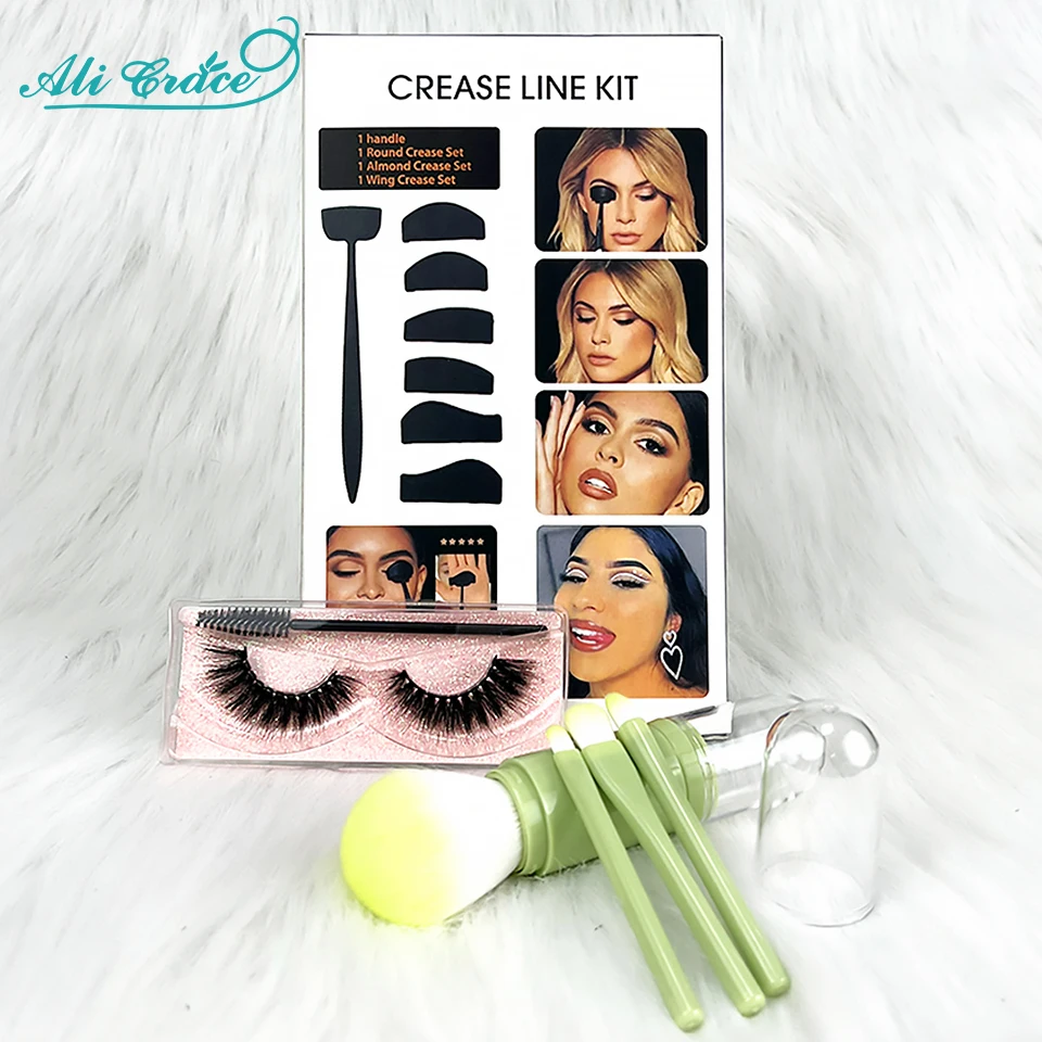 

Ali Grace 3Pcs Cute Makeup Brushes Set for Cosmetic Soft Beauty Foundation And 3D Mink Lashes Natural Eyelashes for Women
