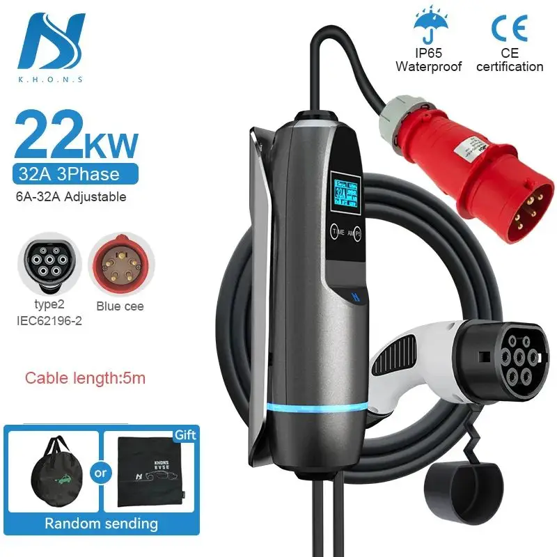 Chargeur portatif EV de type 2 de 32A 7KW pour véhicule électrique/voiture  électrique – les meilleurs produits dans la boutique en ligne Joom Geek