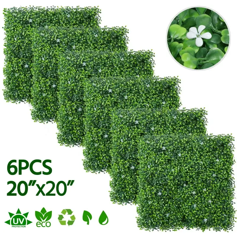 

20" x 20" Artificial Plastic Greenery Panel , Pack of 6, Green
