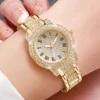2PCS Fashion Diamond Women Watches Gold Watch Ladies Wrist Watches Luxury Rhinestone Womens Bracelet Watches Relogio Feminino 5