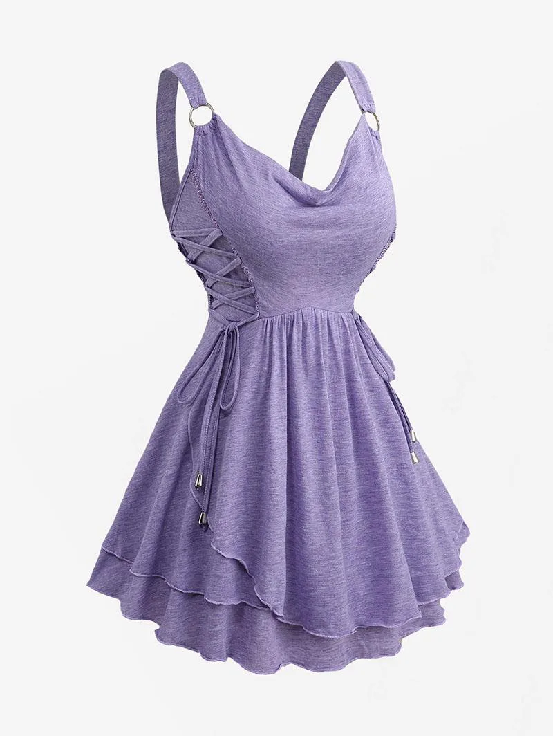 ROSEGAL grande taille col bénitier joint torique à lacets volants Marled froncé débardeur 2025 femmes été dos nu hauts