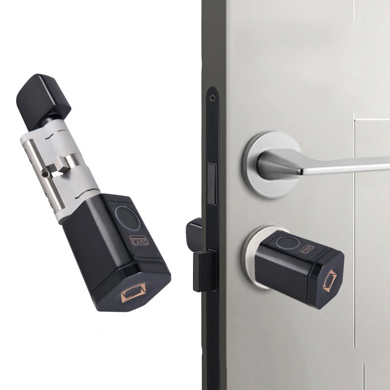 Tuya SmartLife APP Smart Fingerprint RFID Card EU Cylinder Lock Indoor Wooden Metal Door