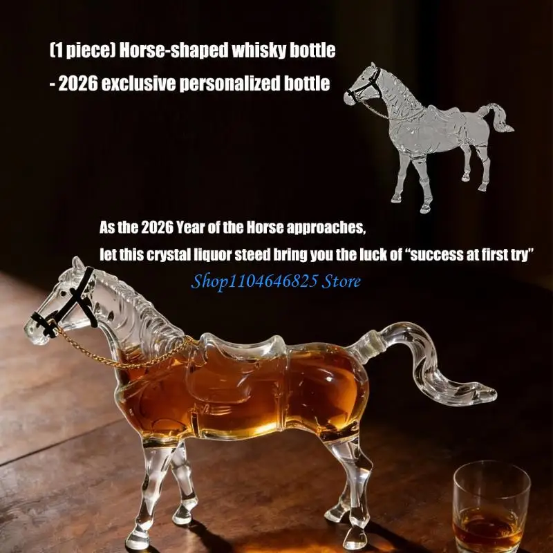 대용량 1000ml 유리 디켄터 예술적 말 모양 위스키 버번 스카치 음료 서빙에 이상적