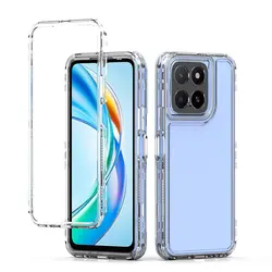 Crystal Clear 3-in-1 Shockproof Phone Case - Transparent, Hard Bumper & Soft TPU Protective Cover for PC TPU (Clear)