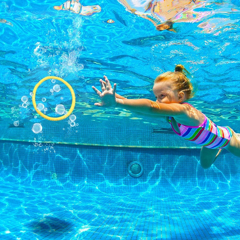 4pcs Portable Throwing Diving Toy Underwater Training Kids Summer Diving Rings Water Toy Beach Pool Accessories