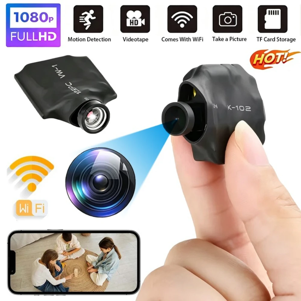 Mini Telecamera IP Fai-da-Te 120 ° Telecamera di Sicurezza Wireless HD 1080P con Angolo Ampio, Visione Remota per Casa Intelligente, Sorveglianza Interna