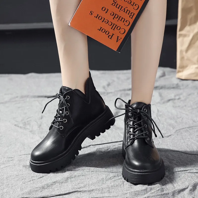 2022 Autumn Winter Boots Women Ankle Boots Keep Warm Leather Snow Boots Fashion Gothic Shoes Rubber Sole Ankle Boot for Women