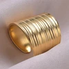 1pcs Classic Tiger Eye Real Stone Open Adjustable Stainless Steel Rings For Women Men Accessories Gold Color Finger Jewelry Ring 5