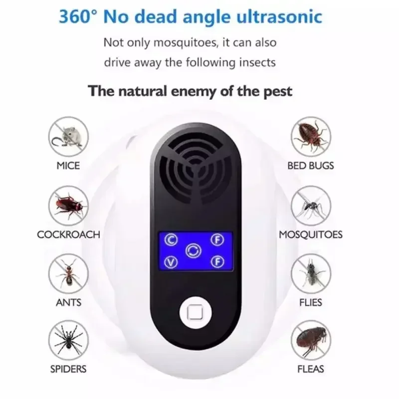 Ultrasonic Rat Repellent Pest Reject Anti Pest Insect Portable Mosquito Spider Killer Electronic Mouse Cockroach Repeller Device