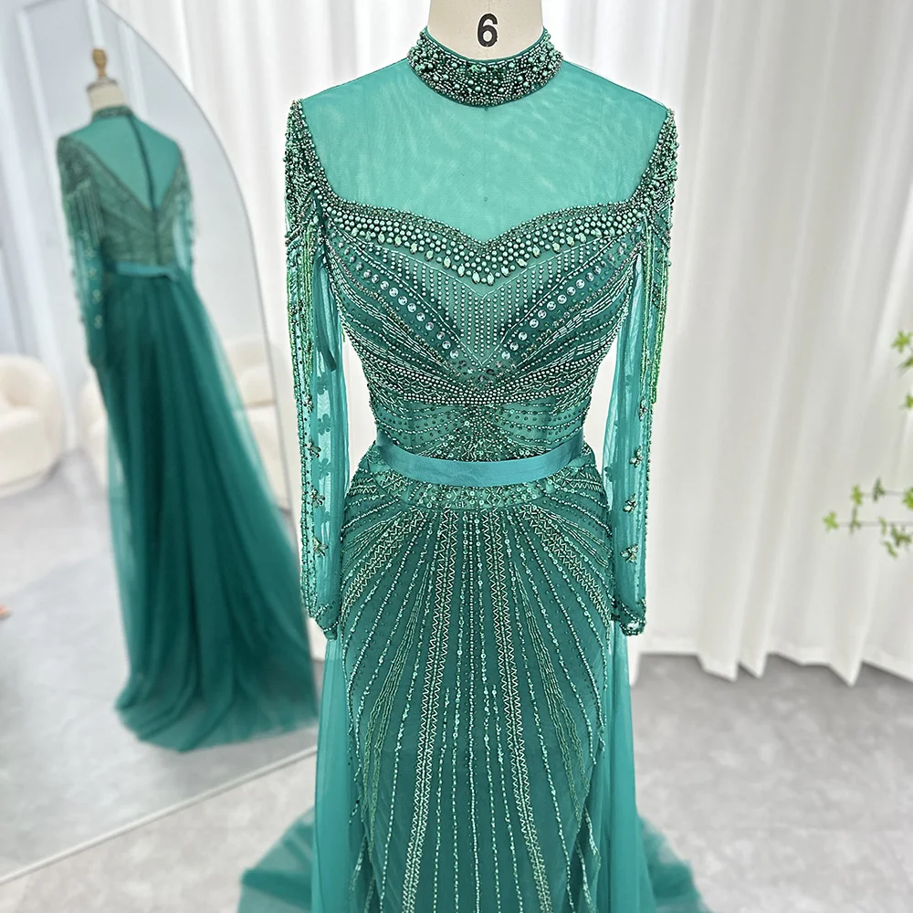 Sc0cd333b255641ea93093bd939c6464e6 Luxury Champagne Mermaid With Detachable Overskirt Dubai Evening Dress Arabic Women Wedding Party Formal Gowns Mallzona