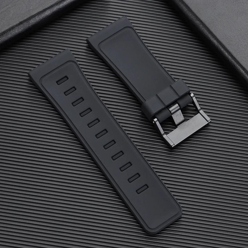 Black Waterproof Silicone Rubber Wristband - Universal Fit