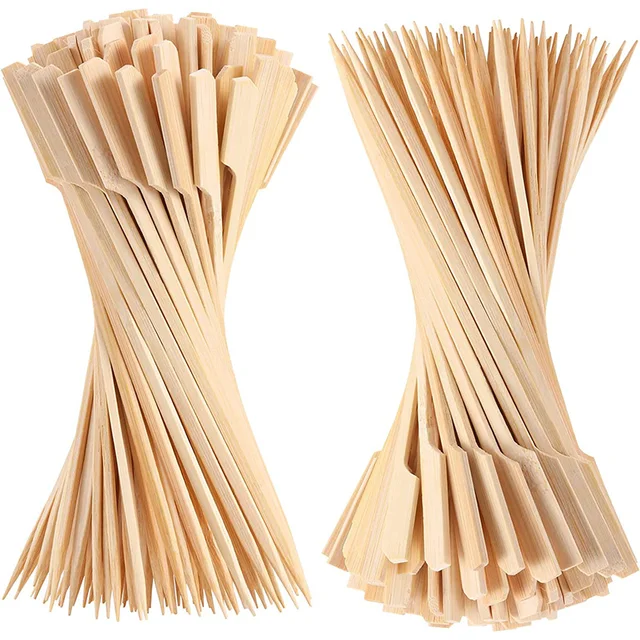 100Db Természetes Bambusz Nyárspálcák, Fa Barbecue Nyársai Előételekhez, Gyümölcsökhöz, Kolbászhoz, Harapnivalók - Bbq Kiegészítők - Image 5