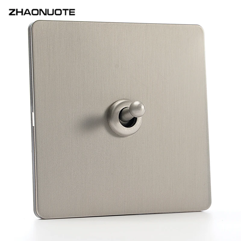 

Silver Gray Brushed Stainless Steel Matte Panel Toggle Switch 1-4 Gang 1 Way 2 Way Wall Light Switch EU Socket