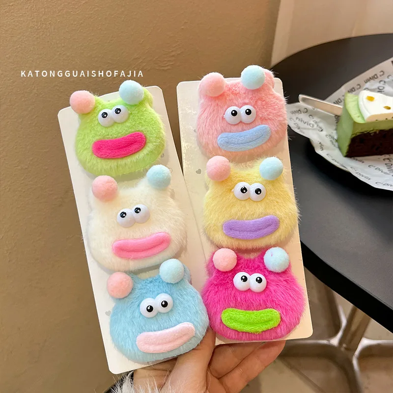 

Autumn Winter Funny Plush Cartoon Soft Big Mouth Monster Hair Clips For Girl Cute Fairy Sweet Hairpin Barrettes Fashion Gift
