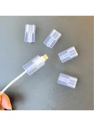 5 - Pack Soft Silicone Cable Winder and Protector Sleeve (Clear)
