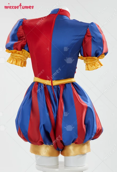 Damen Clown Cosplay Kostüm Harlekin Jumpsuit und Hut mit Handschuhen und Socken 24
