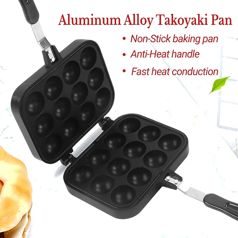 Padella Per Takoyaki E Aebleskiver - 12 Cavità Antiaderente In Alluminio, Per Polpette E Pancake Rotondi - Foto 11