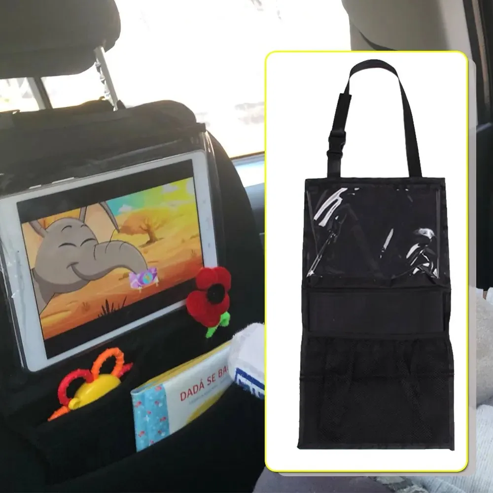 Baby Safe Car Seat Organizer Multi Pocket Hanging Storage Bag with Hooks for iPad Tablet Travel Auto Accessories