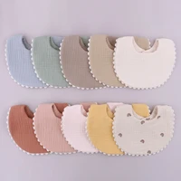Cotton Gause Baby Bibs Solid Color Absorbent Baby Tassel Bib Newborn Burp Cloths Bandana Scarf for Kids Baby Girls Feeding Item 1
