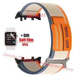 Nylon Loop Band Sport Bracelet with Soft Protector Film - Replaceable Accessories for Black Connector (Orange Beige)