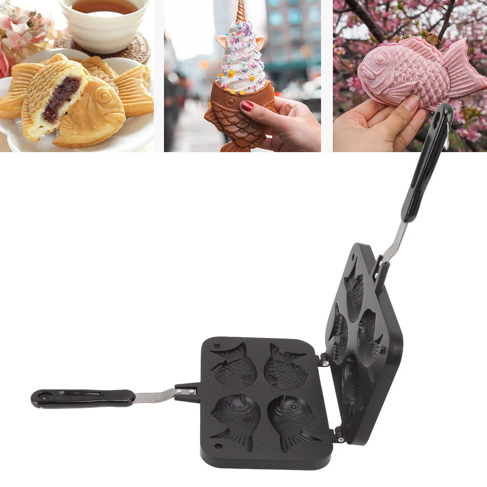Taiyaki Cake Maker Taiyaki Cooking Bakeware Fish Shape Cake Maker Non Stick Double Baking Pan Waffle Baking Mold baking mould cake waffle maker