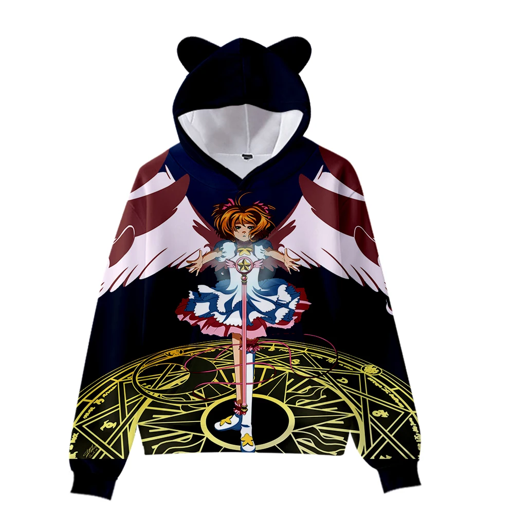 

Girl hoodie Hot Sale Cardcaptor Sakura Cat Ear Hoodie Kawaii Hoodie Cosplay Hoody Hip Hop Pullover 100% Polyester Tops Women