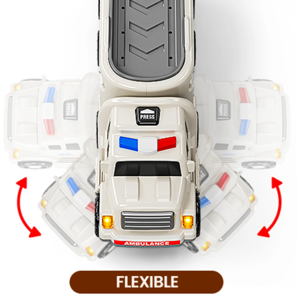 WizKidz Play Ambulance Toy Vehicle Truck With Light & Sound for Kids 3+ Years Old Emergency Rescue Police Fire Helicopter Gifts 4