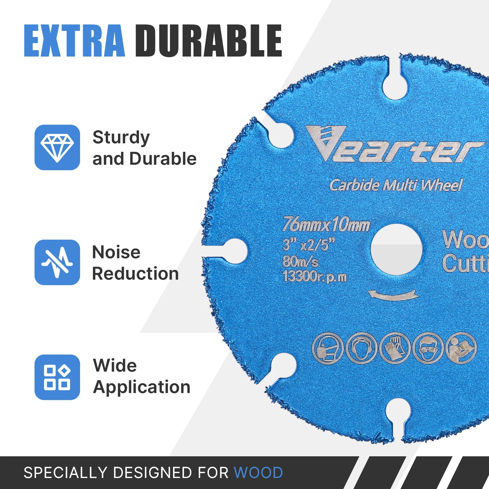 Vearter 76mm×10mm 진공 브레이징 초경 원형 톱날 목재 절단 디스크 앵글 그라인더 목공용 멀티 도구 휠