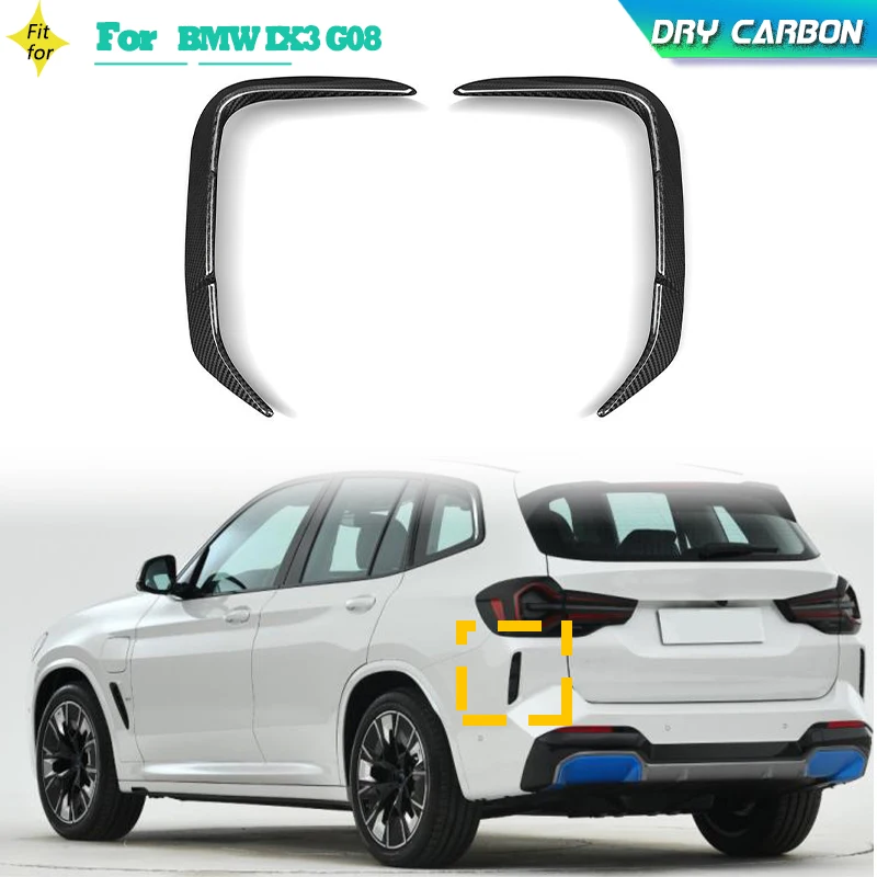 

Dry Carbon Car Rear Bumper Canards for BMW IX3 G08 Sport Utility 4-Door 2022 2023 Auto Racing Rear Air Vent Canards Trim