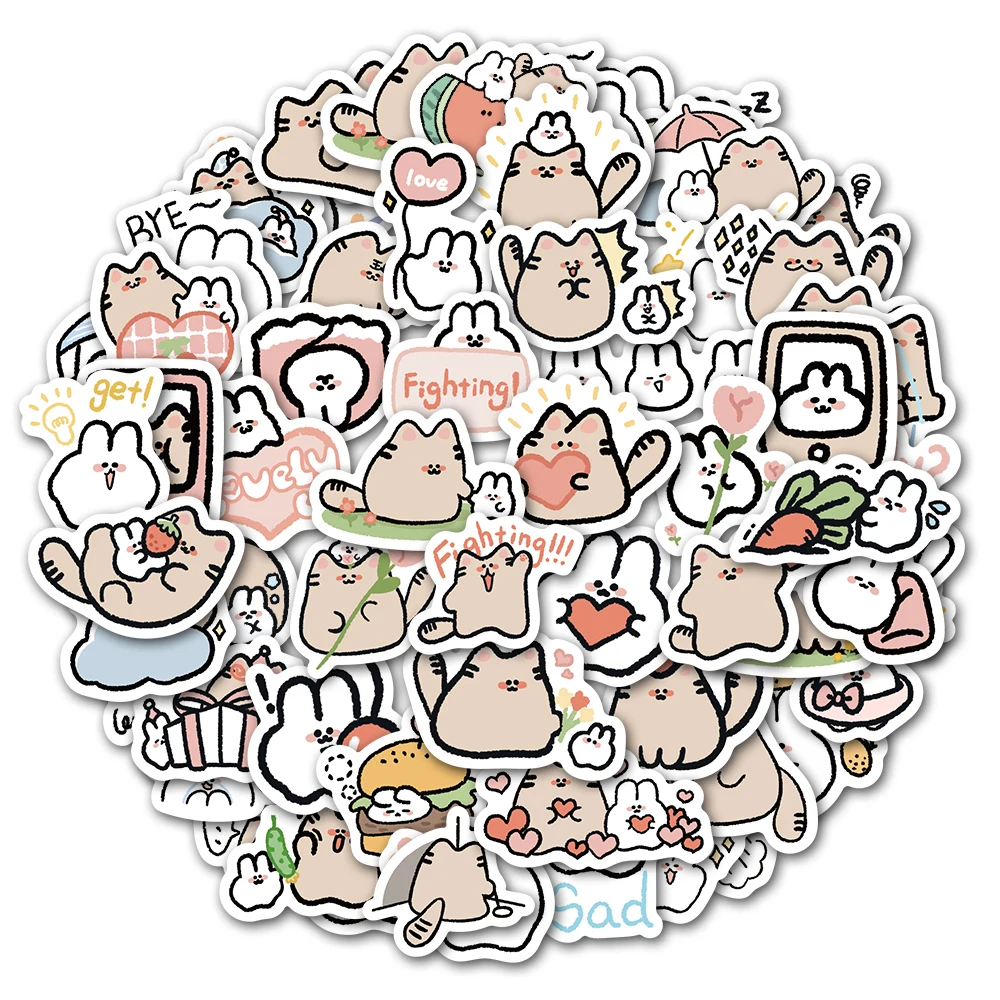 56pcs Mixed Cartoon Sanrio Stickers Cute Hello Kitty Cinnamoroll