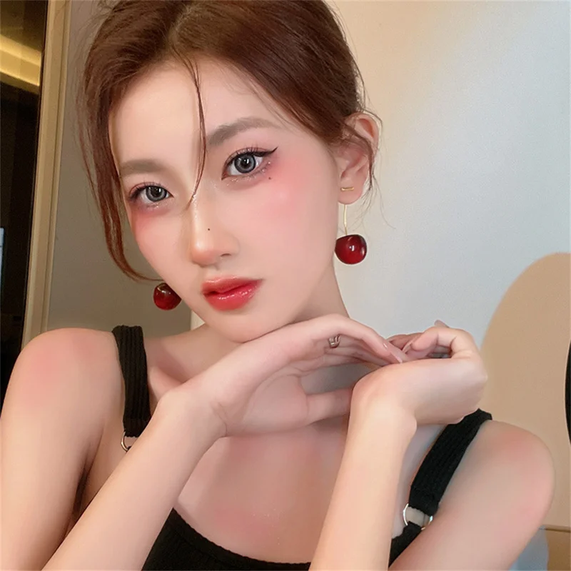 Cute Cherry Fruit Acrylic Earrings Fashionable Resin