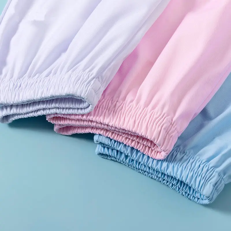 Summer Breathable Nurse Uniform Pants women with pocket Doctor Stretch Solid Color Work Pants Dental Pet grooming Scrub medical scrubs