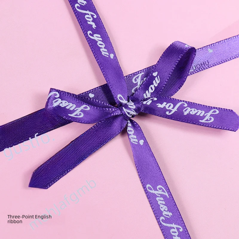 50-foot Fresh Flower Gift Packaging Velvet Ribbon Small Bouquet Packaging 3-point English Polypropylene Ribbon Universal Use