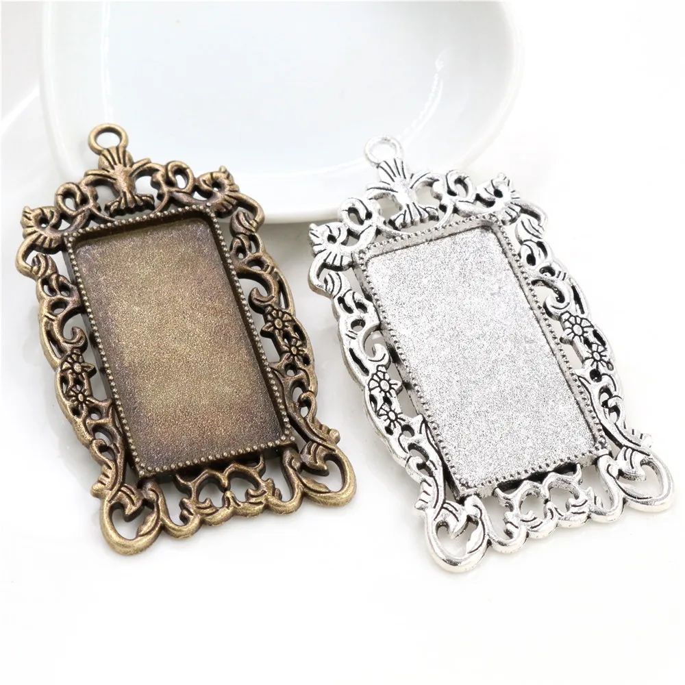 Neue Mode 5pcs 19x38mm Innere Größe 2 Farben Rechteck Cabochon Basis Charms Anhänger, fit 19*38mm Rechteck Glas Cabochons