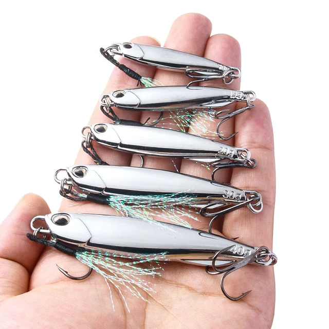 Spoon Metal Jigs bait Silver Plated fishing lures With Hooks 10g