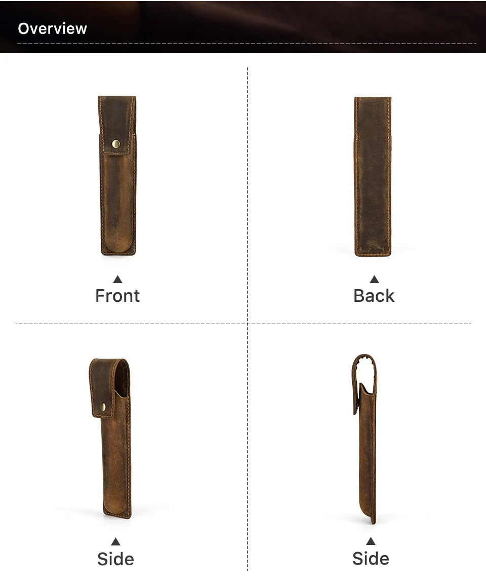 Handmade Cowhide Pen Holder For 1 2 3 Pens Crazy Horse Leather Pencil Case Pouch Storage Bag Stationery School Office Supplies