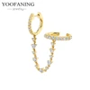 YUXINTOME 1 PC 925 en argent Sterling aiguille d'oreille coloré Zircon chaîne gland boucles d'oreilles pour les femmes deux trous boucle d'oreille bijoux A45