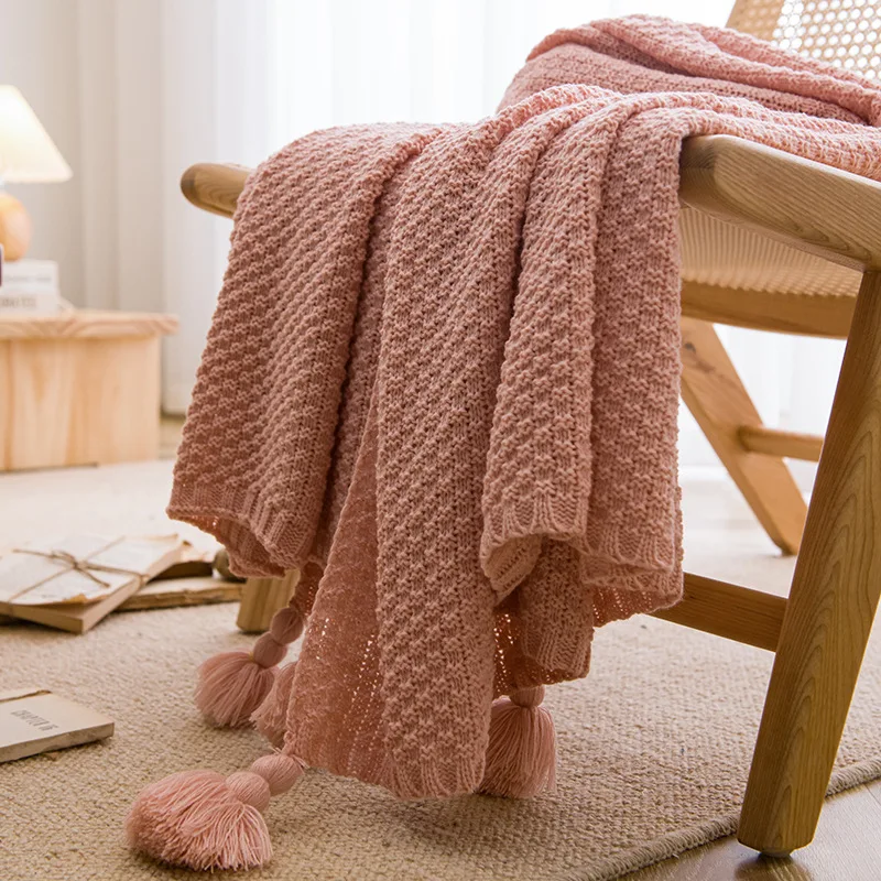 Handmade Blanket Casual Lunch Break Office Fringe Sofa Blanket Simple Bed Flag Bed Tail Blanket 6