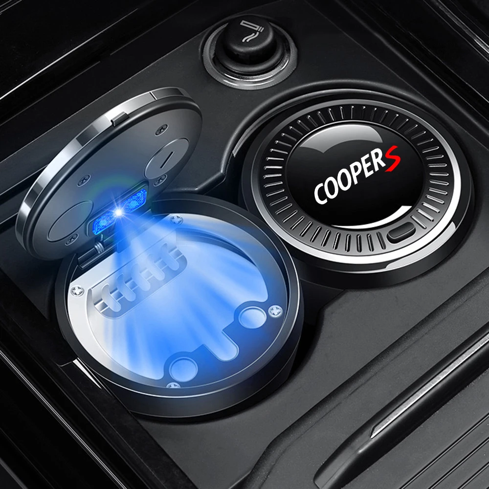 자동차 재떨이 미니 CooperS R55 R56 R57 R58 R59 R60 R61 F54 용 LED 조명 크리 에이 티브와 난연성 차량 재떨이