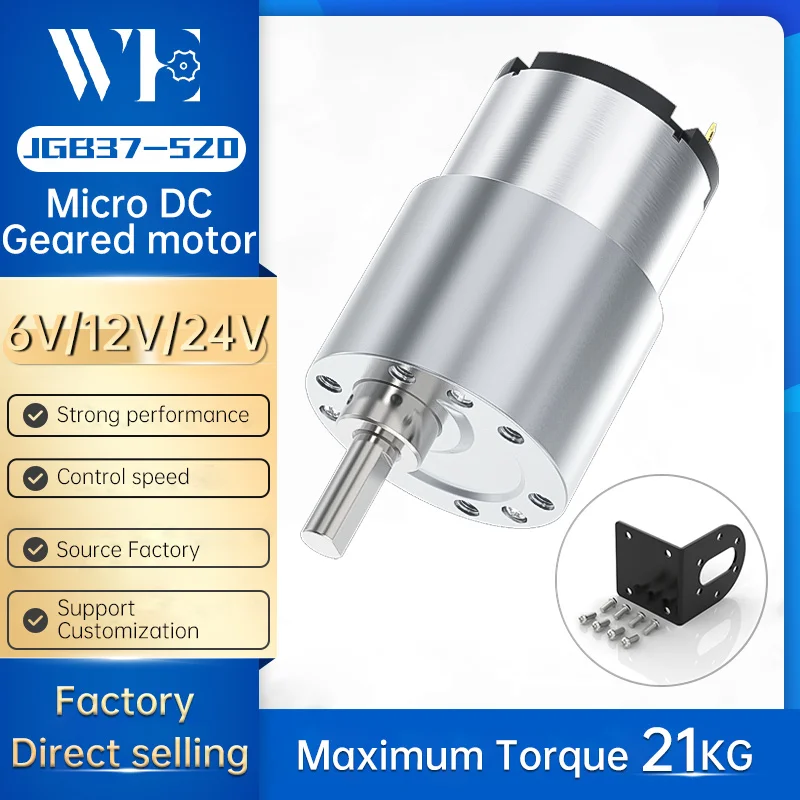 Motor com Medição de Velocidade Codificador Hall Robô Grande Torque Motor Escovado Dentes de Metal dc 52037gear 12v