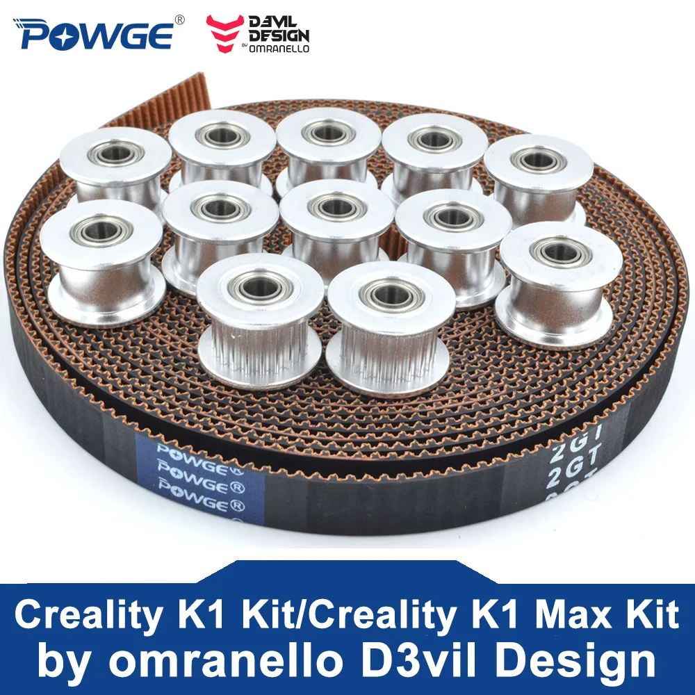 Powge-prata Creality Idler Pulley Kit Open Timing Belt 2gt7.7 rf 20 Dentes 2gt Diâmetro Milímetros por Omranello D3vil Design
