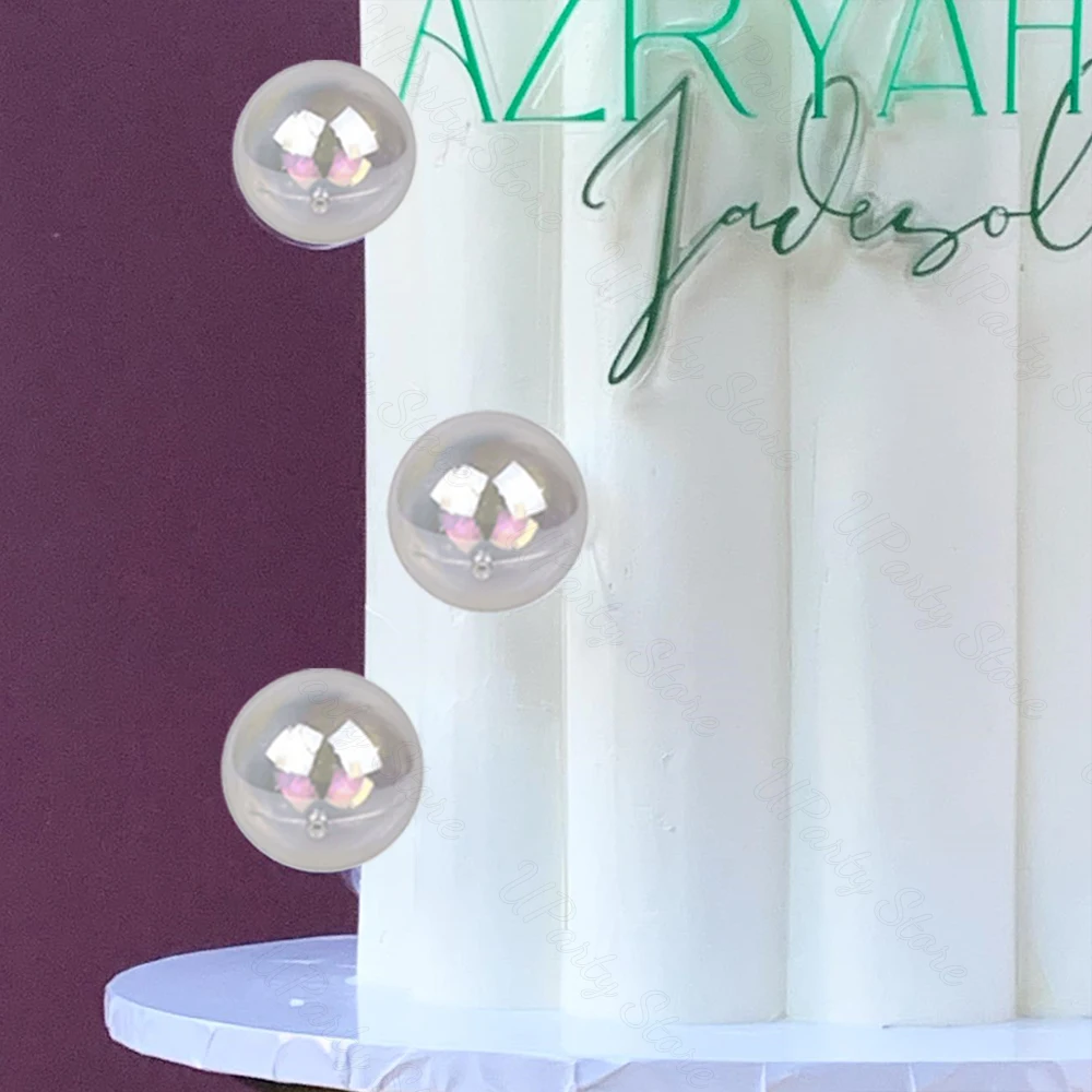 Laser Transparent Balls Cake Toppers 3 Size Glitter Clear Balls Cake Decoration Baby Shower Birthday Wedding Deco 10Pcs, cake topper,cake decorations,cake toppers