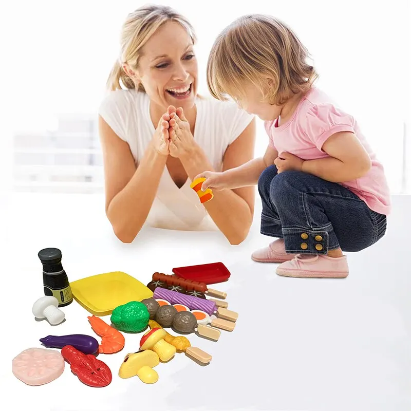 19 Pcs BBQ Barbecue Toys Children's Family Toy Barbecue Stall Paren Child Game