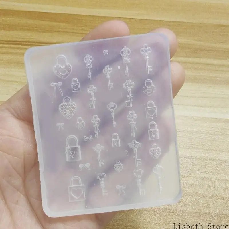 Art Moulds Silicone Template Designing Tool Lock Theme Silicone Handmade Molds for Manicure Creation